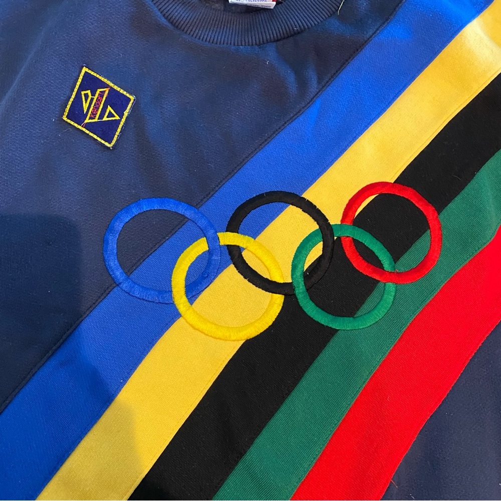 Vintage-Inspired Navy Multicolor Olympic Rings Sweatshirt - Picture 2 of 4